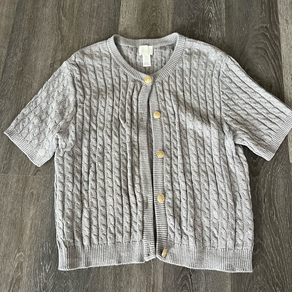 Gray Cable Knit Women's Cardigan - Picture 1 of 5